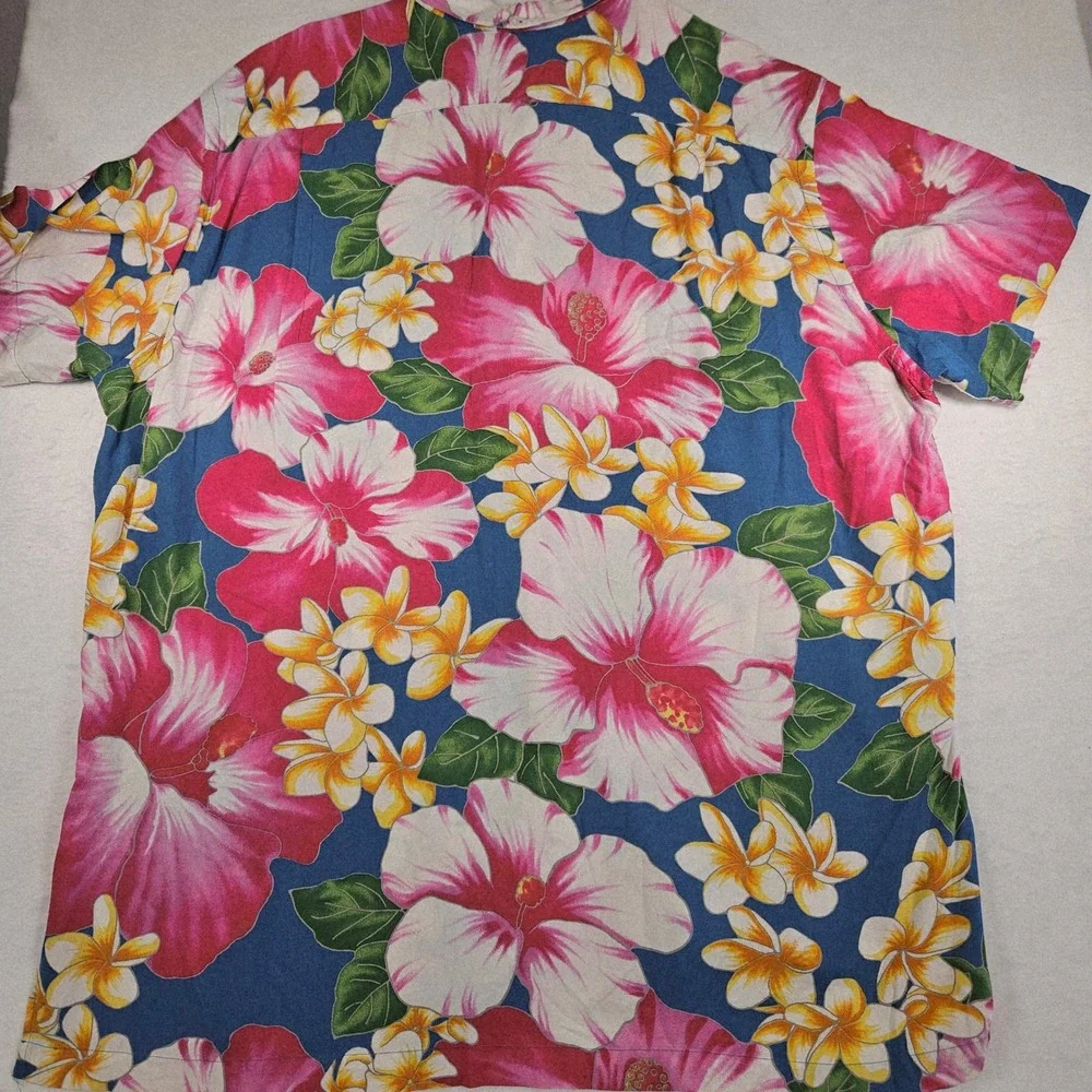 Vintage Ralph Lauren‎ Mens XL Tropical Floral Hibiscus Viscose Short Sleeve